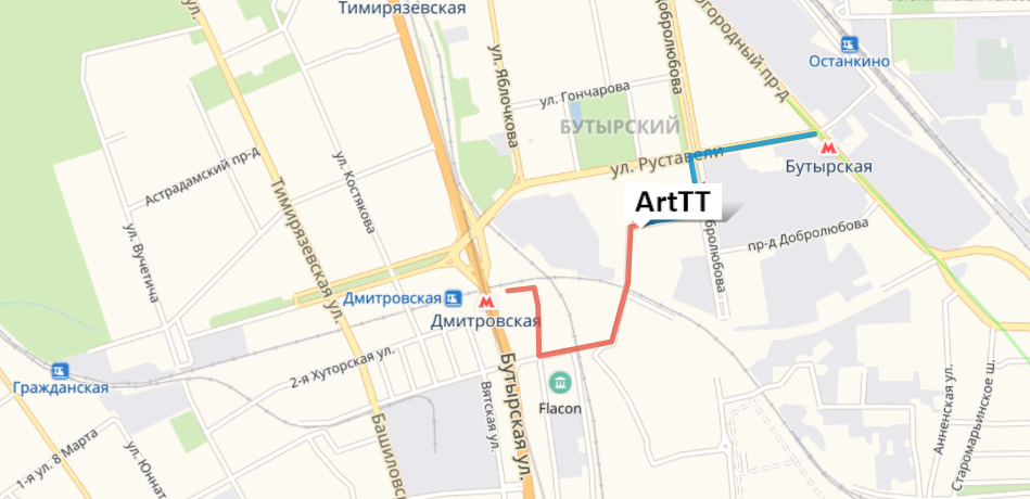 Схема проезда к залу ArtTT Дмитровка